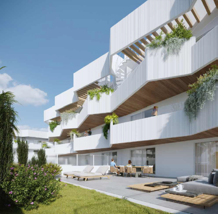 Proyecto inmobiliario en Colinas del Limonar, Málaga, con 38 viviendas, piscina, coworking y vistas al mar.